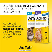Compresse Antiparassitarie Masticabili AdTab per Gatti da 2 a 8 kg 3 Compresse da 48 mg Protezione Mensile contro Pulci e Zecche Elanco
