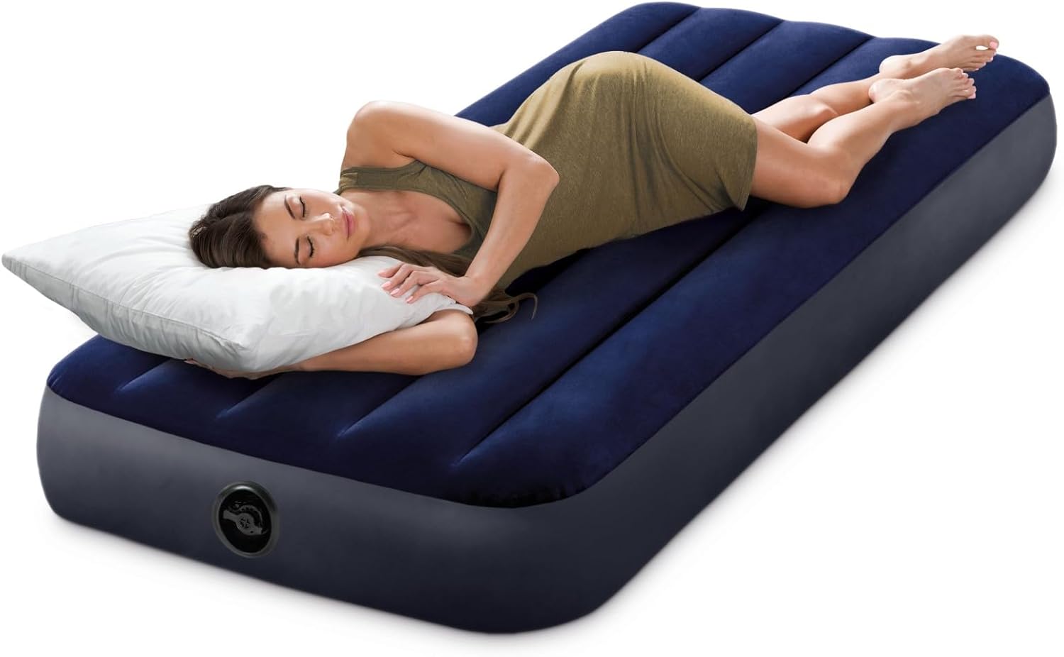 Materasso Singolo Gonfiabile Airbed Classic 76x191x25 cm con Tecnologia Fiber-Tech e Valvola 2-in-1 per Casa e Campeggio Intex