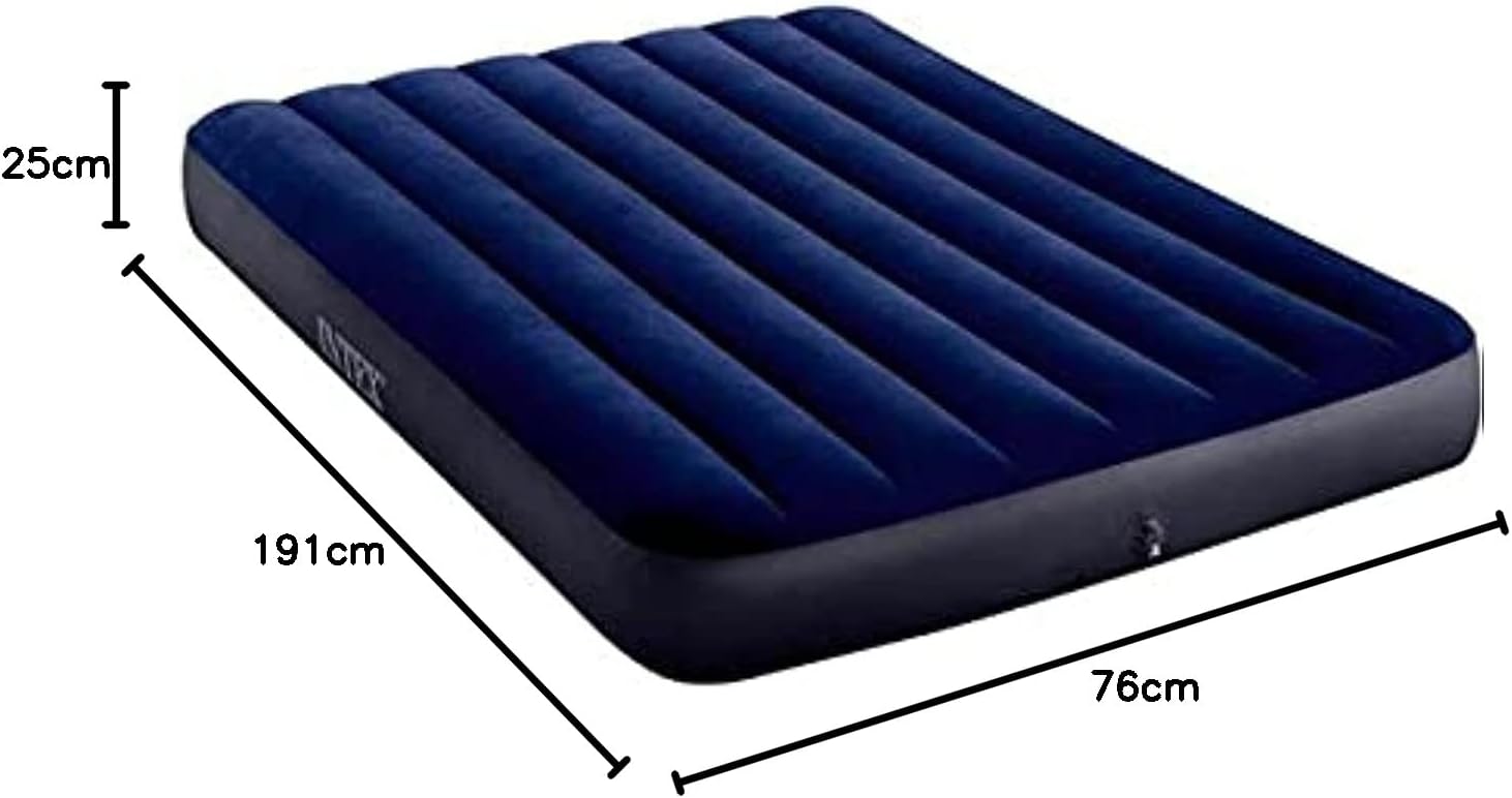 Materasso Singolo Gonfiabile Airbed Classic 76x191x25 cm con Tecnologia Fiber-Tech e Valvola 2-in-1 per Casa e Campeggio Intex