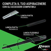 Aspiracenere Elettrico Cenerill 1000W con Filtro HEPA Lavabile Bidone in Acciaio 18 Litri e Tubo Metallico Ribimex