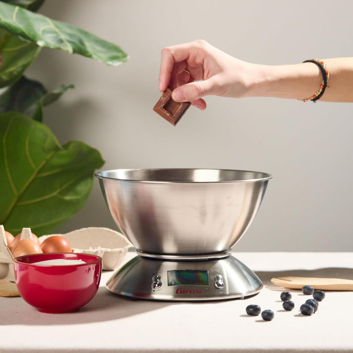 Bilancia da Cucina Digitale PS85 con Ciotola in Acciaio Inox Portata 3 kg Precisione 1 g Display LCD e Funzione Tara Girmi