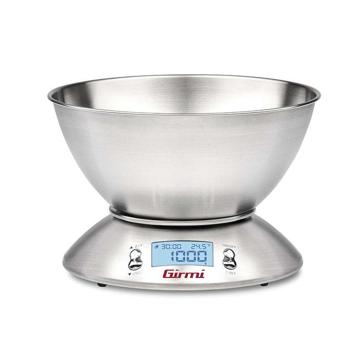 Bilancia da Cucina Digitale PS85 con Ciotola in Acciaio Inox Portata 3 kg Precisione 1 g Display LCD e Funzione Tara Girmi