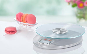 Bilancia da Cucina Digitale Roma Silver con Piatto in Vetro Rimovibile Portata 5 kg Precisione 1 g Display LCD Soehnle