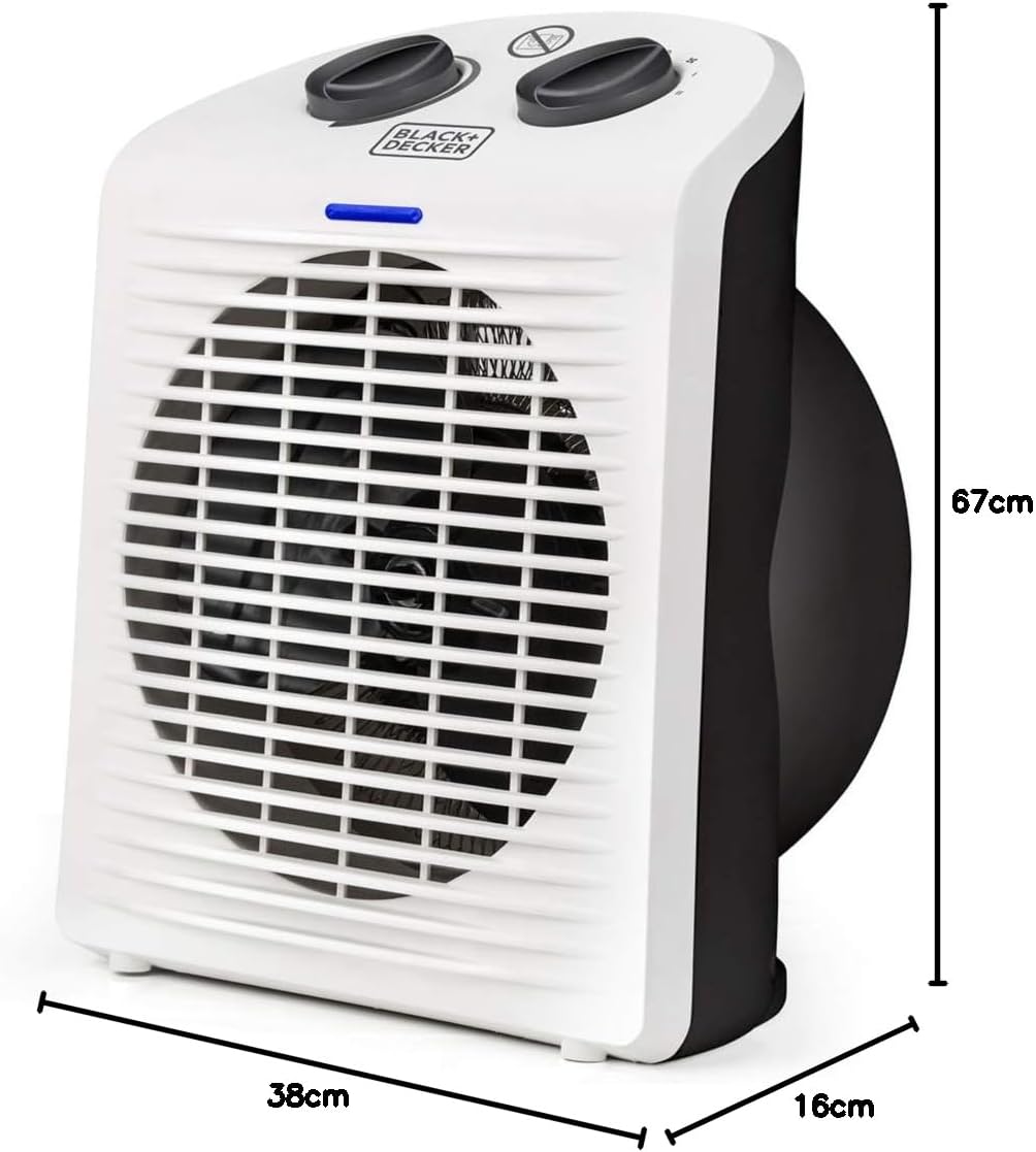 Termoventilatore da Tavolo BXSH2000E 2000W Regolabile Protezione IP21 e Sicurezza Antiribaltamento Black&Decker