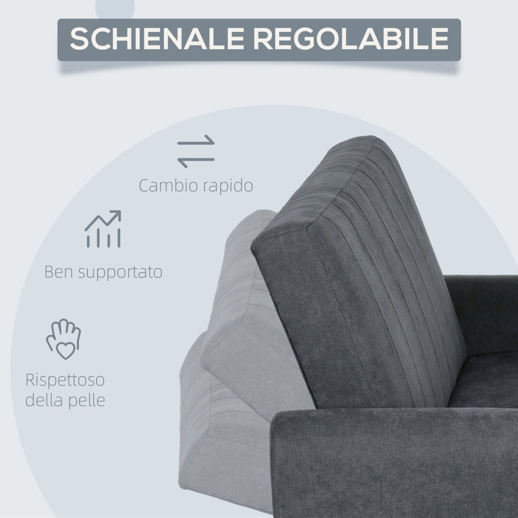 Divano letto clic clac ¨C Xylo ¨C tessuto effetto velluto grigio 148x87x88 cm