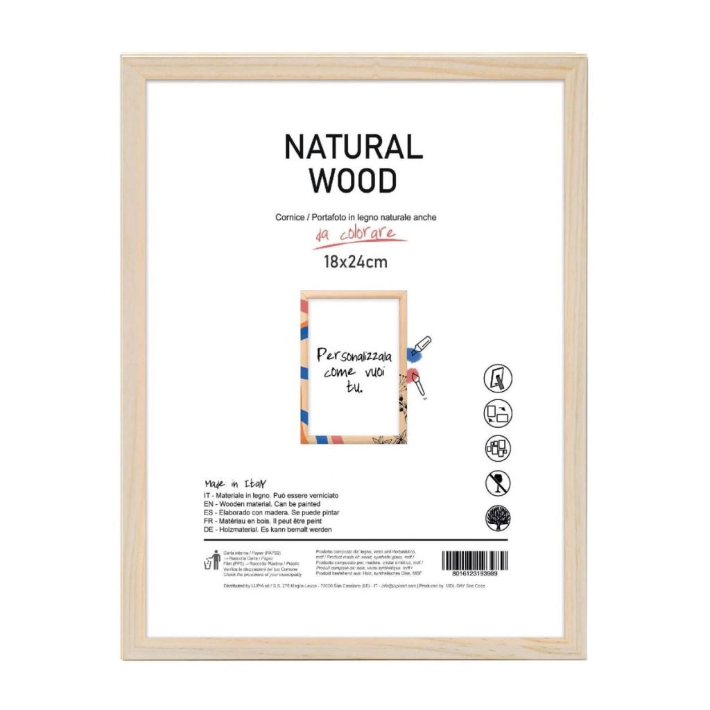 Cornice Portafoto da Appoggio Natural Wood con Piede 18x24cm