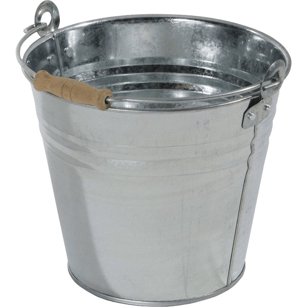 Secchio Zincato 8 Litri in Metallo Rinforzato con Manico in Ferro e Inserto in Legno Resistente e Multiuso
