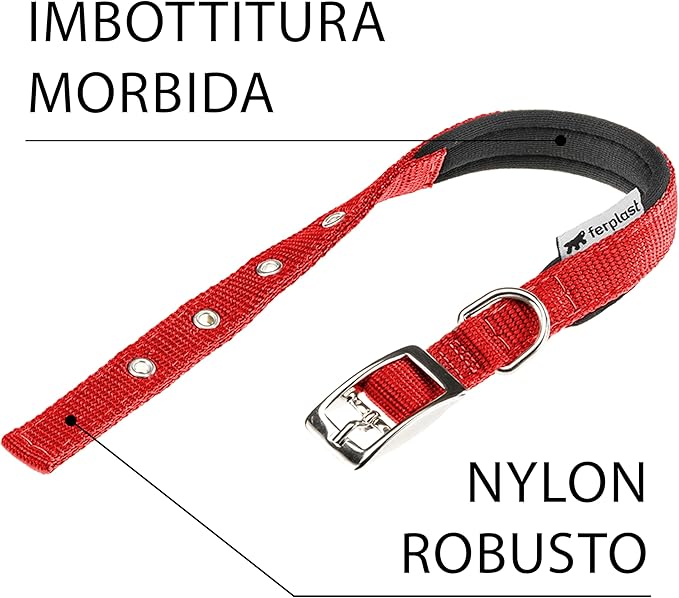 COLLARE PER CANI 'DAYTONA C' 15 mm x 27÷35 cm - colore rosso - FERPLAST