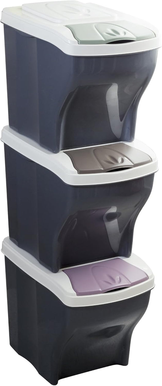 Set Pattumiere Raccolta Differenziata Poker Tris 3x20 Litri Colori Assortiti Plastica Modulare Bama