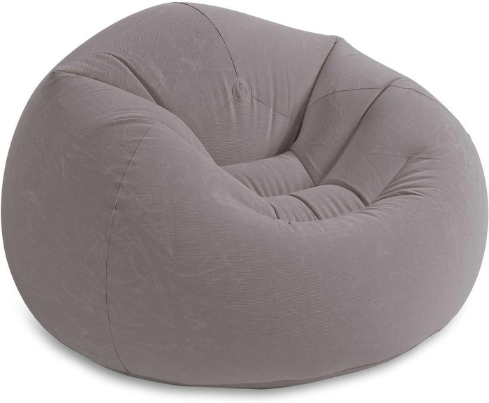 Poltrona a Sacco Gonfiabile Airbed da Interno ed Esterno Grigio cm 107x104x69 Vinile Floccato Comfort Intex