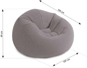 Poltrona a Sacco Gonfiabile Airbed da Interno ed Esterno Grigio cm 107x104x69 Vinile Floccato Comfort Intex