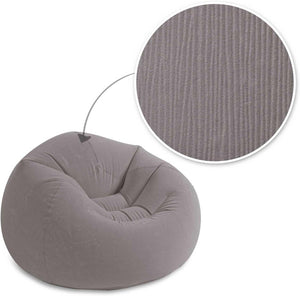 Poltrona a Sacco Gonfiabile Airbed da Interno ed Esterno Grigio cm 107x104x69 Vinile Floccato Comfort Intex