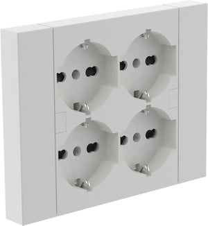 Multipresa da Incasso Quadra 4 Prese Universali Bipasso Schuko Compatibile con Scatole 3 Moduli Colore Bianco