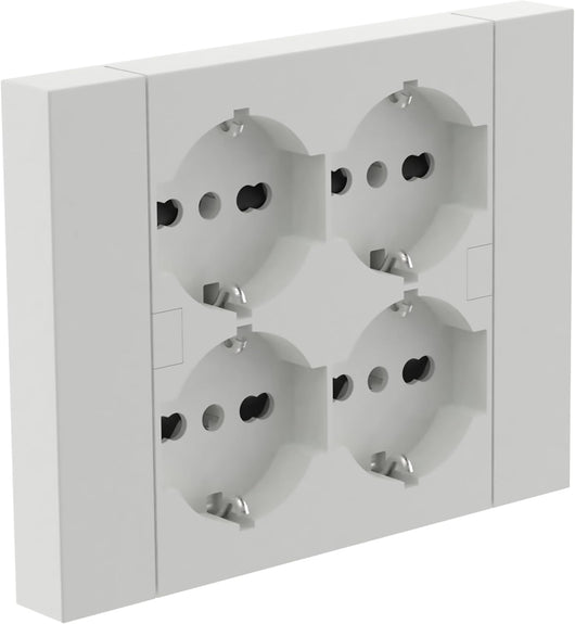 Multipresa da Incasso Quadra 4 Prese Universali Bipasso Schuko Compatibile con Scatole 3 Moduli Colore Bianco