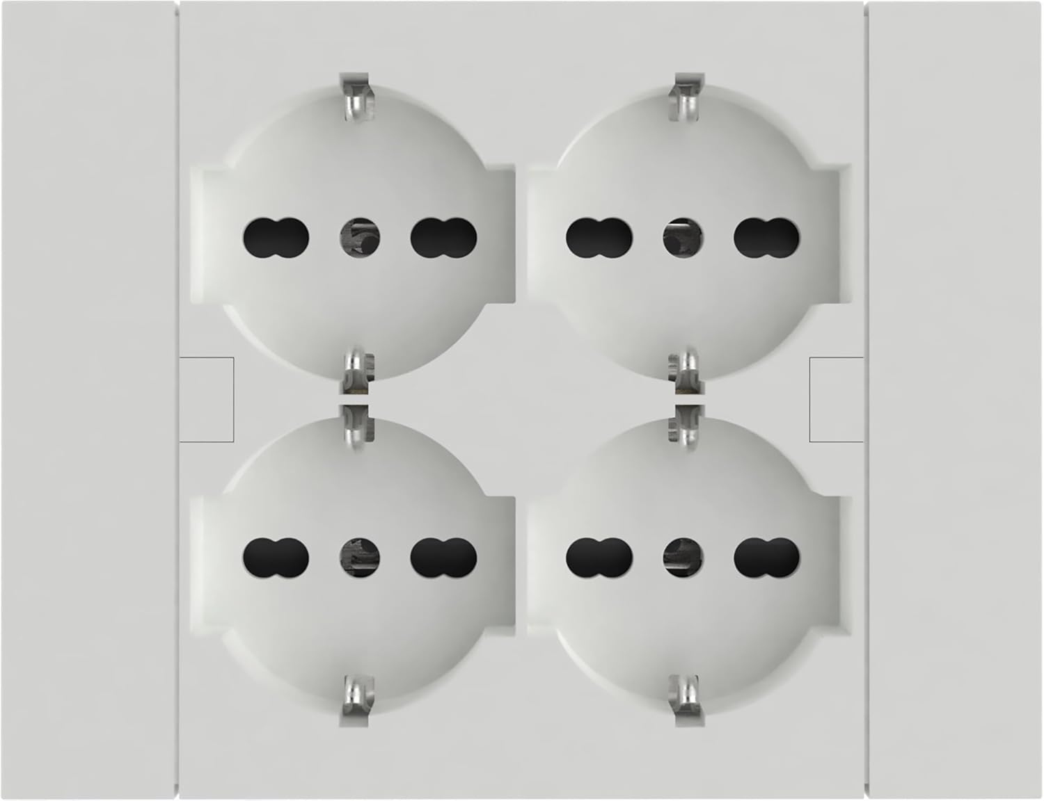 Multipresa da Incasso Quadra 4 Prese Universali Bipasso Schuko Compatibile con Scatole 3 Moduli Colore Bianco