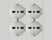 Multipresa da Incasso Quadra 4 Prese Universali Bipasso Schuko Compatibile con Scatole 3 Moduli Colore Bianco