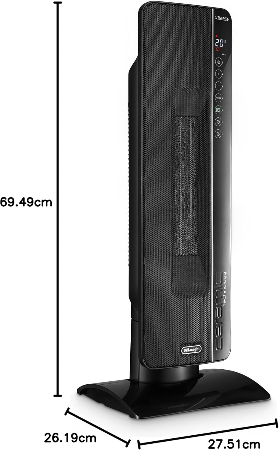 Termoventilatore Ceramico a Torre TCH 8993ER 2400W Display LED Telecomando Funzione Eco Plus Ambienti fino a 70 m³ DeLonghi