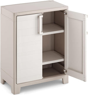 Armadio Basso Gulliver 2 Ante 80x44x100 cm in Resina con Ripiani Regolabili e Cerniere in Metallo per Interno ed Esterno Keter