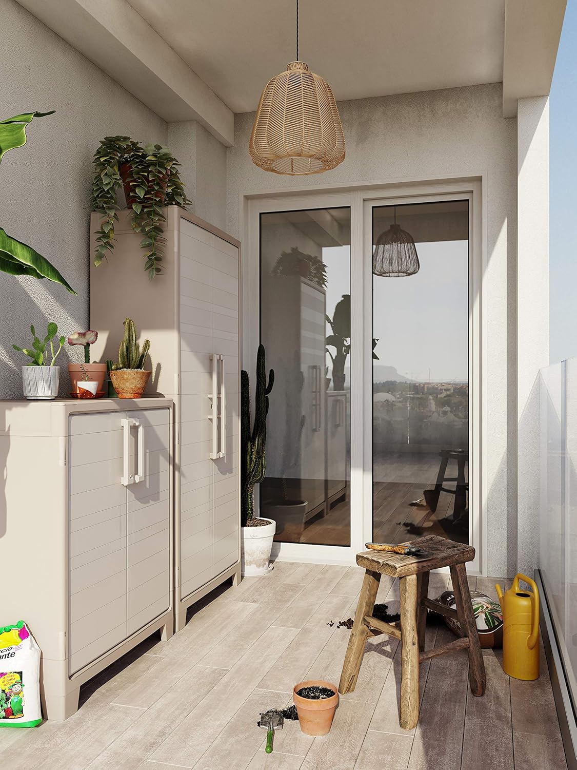 Armadio Basso Gulliver 2 Ante 80x44x100 cm in Resina con Ripiani Regolabili e Cerniere in Metallo per Interno ed Esterno Keter