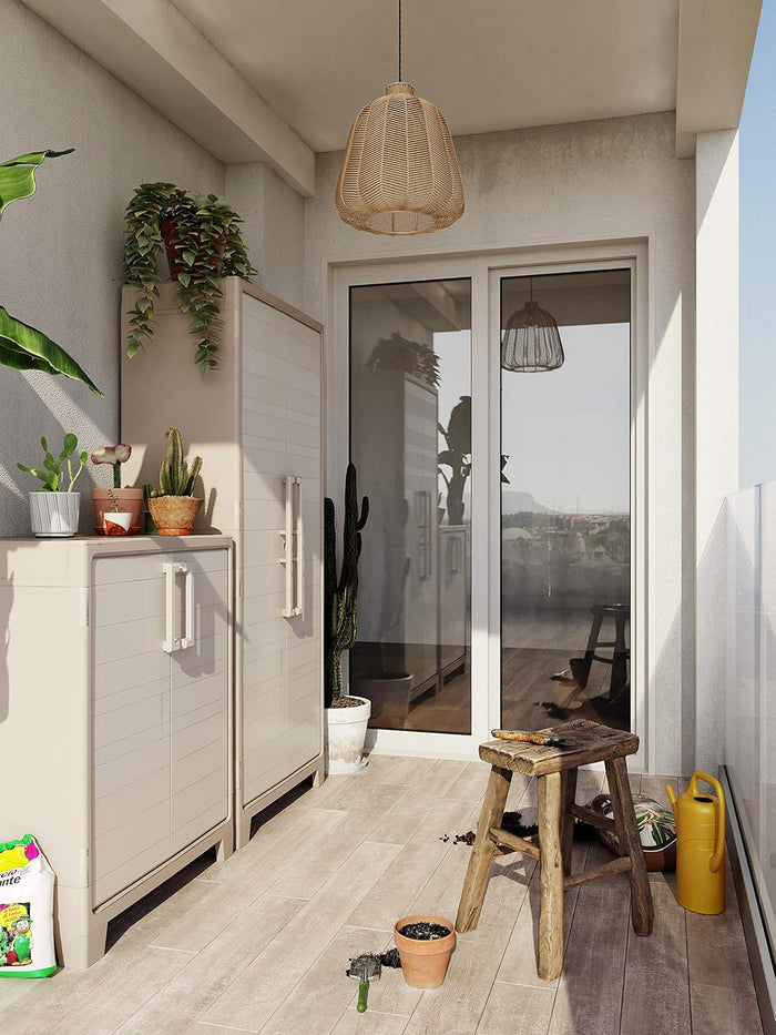 Armadio Basso Gulliver 2 Ante 80x44x100 cm in Resina con Ripiani Regolabili e Cerniere in Metallo per Interno ed Esterno Keter