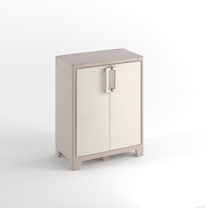 Armadio Basso Gulliver 2 Ante 80x44x100 cm in Resina con Ripiani Regolabili e Cerniere in Metallo per Interno ed Esterno Keter