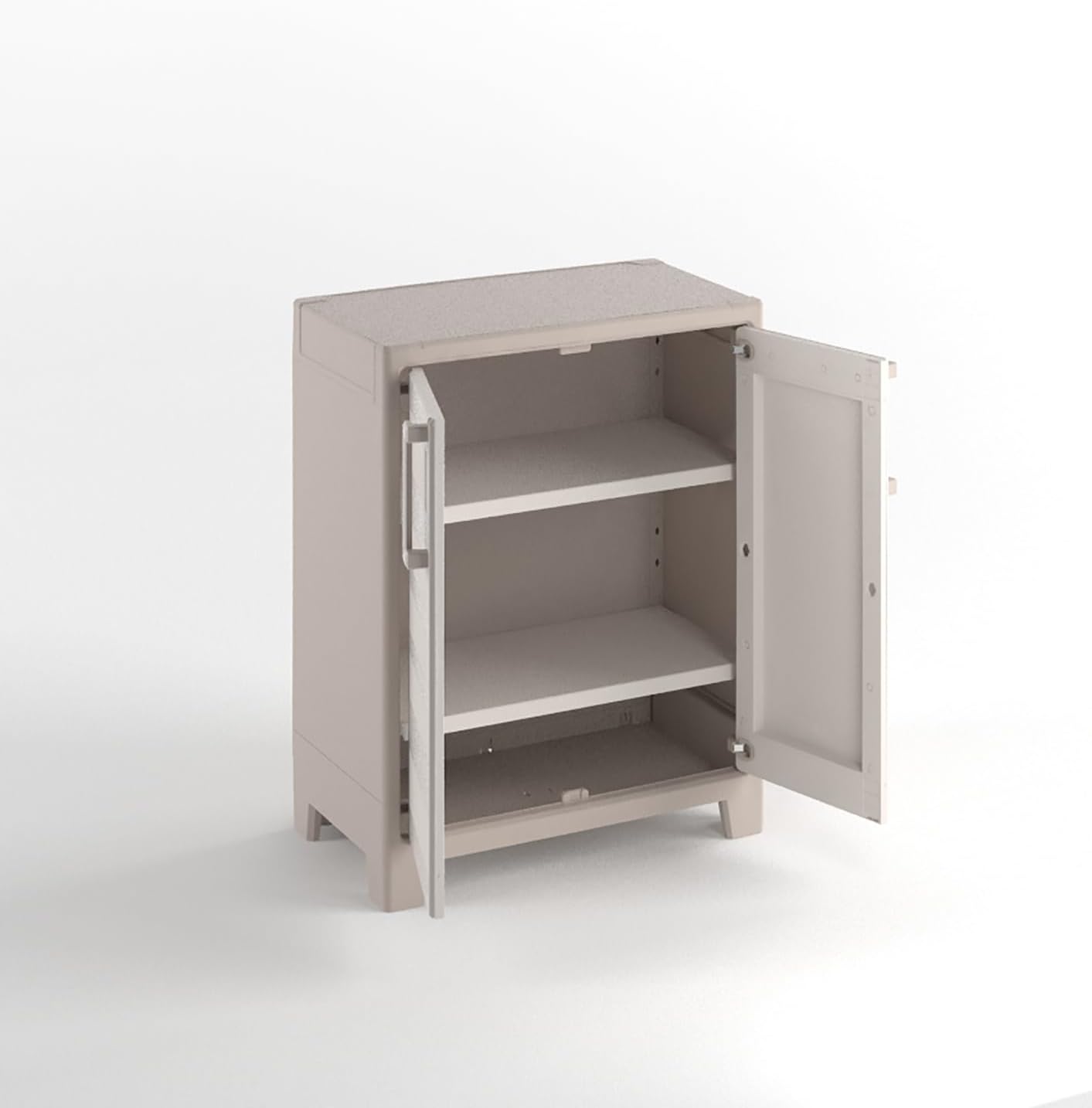 Armadio Basso Gulliver 2 Ante 80x44x100 cm in Resina con Ripiani Regolabili e Cerniere in Metallo per Interno ed Esterno Keter