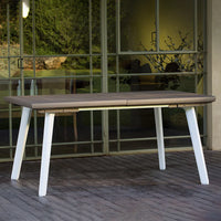 Tavolo da Esterno Estensibile Harmony 160/240x100x74 cm in Resina Effetto Legno Colore Bianco Tortora Keter