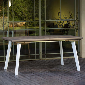 Tavolo da Esterno Estensibile Harmony 160/240x100x74 cm in Resina Effetto Legno Colore Bianco Tortora Keter