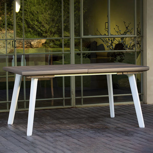 Tavolo da Esterno Estensibile Harmony 160/240x100x74 cm in Resina Effetto Legno Colore Bianco Tortora Keter