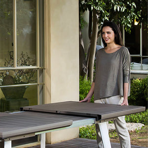 Tavolo da Esterno Estensibile Harmony 160/240x100x74 cm in Resina Effetto Legno Colore Bianco Tortora Keter