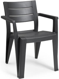 Sedia da Giardino Julie in Polipropilene Graphite con Braccioli Design Moderno Impilabile e Resistente ai Raggi UV Keter