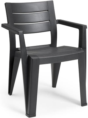 Sedia da Giardino Julie in Polipropilene Graphite con Braccioli Design Moderno Impilabile e Resistente ai Raggi UV Keter