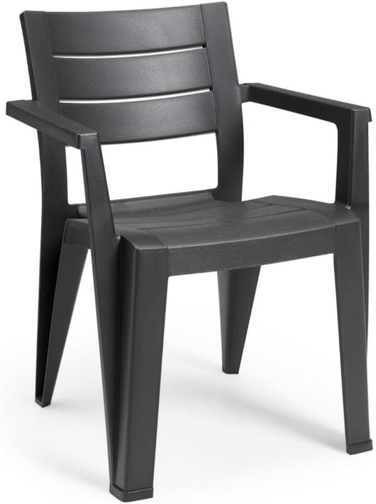 Sedia da Giardino Julie in Polipropilene Graphite con Braccioli Design Moderno Impilabile e Resistente ai Raggi UV Keter