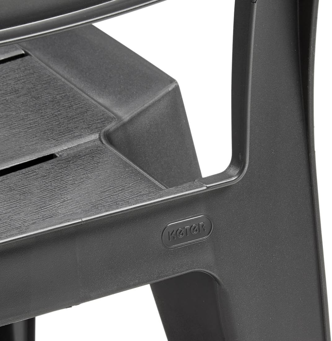 Sedia da Giardino Julie in Polipropilene Graphite con Braccioli Design Moderno Impilabile e Resistente ai Raggi UV Keter