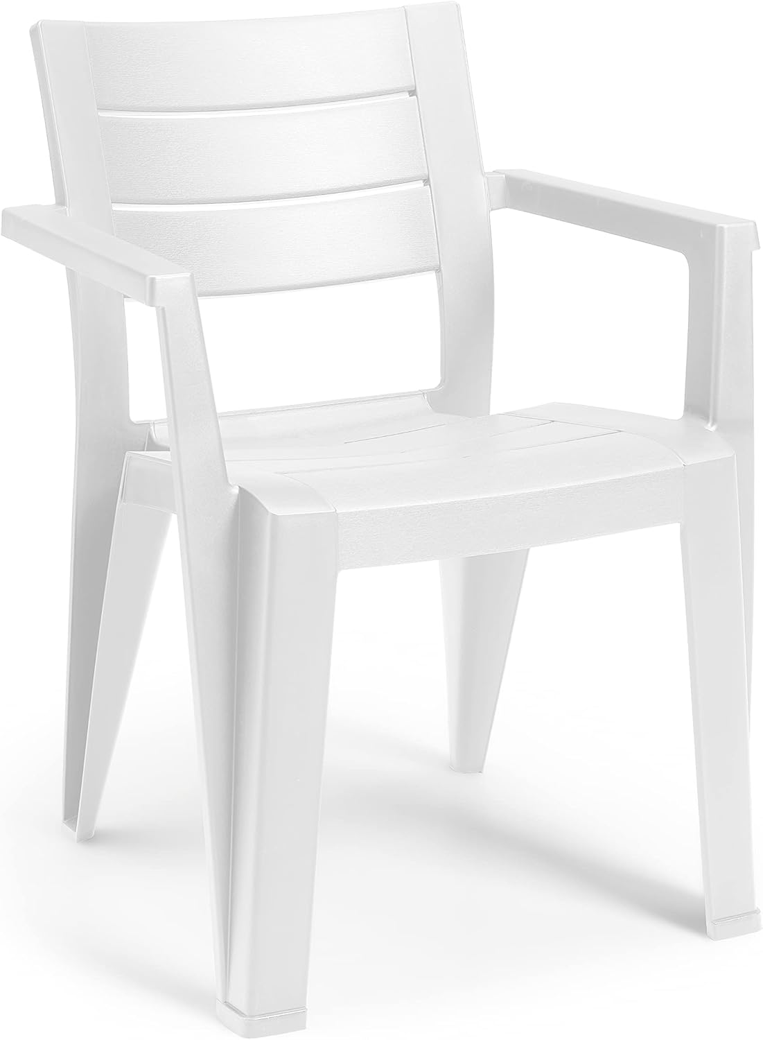 Sedia da Giardino Julie con Braccioli in Polipropilene Effetto Legno Colore Bianco Impilabile e Resistente alle Intemperie Keter