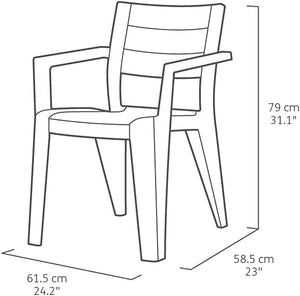 Sedia da Giardino Julie con Braccioli in Polipropilene Effetto Legno Colore Bianco Impilabile e Resistente alle Intemperie Keter