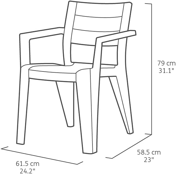 Sedia da Giardino Julie con Braccioli in Polipropilene Effetto Legno Colore Bianco Impilabile e Resistente alle Intemperie Keter