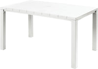 Tavolo da Giardino Julie 147x90x75 cm in Polipropilene Effetto Legno con Struttura in Metallo e Foro Ombrellone Colore Bianco Keter