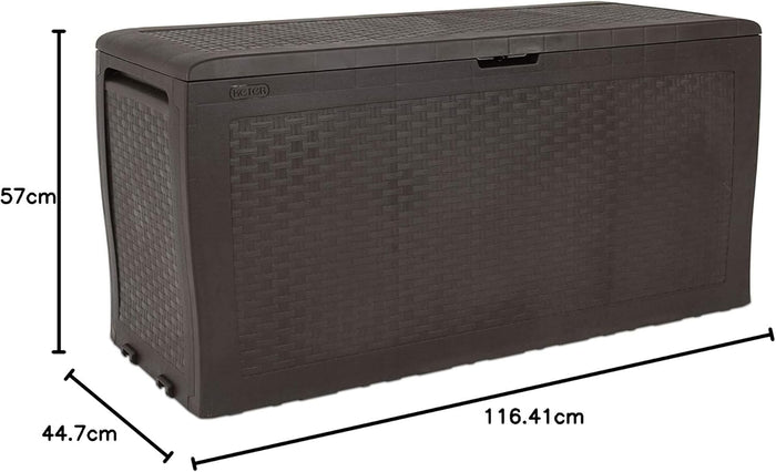 Cassapanca da Esterno Samoa 270 Litri in Resina Effetto Rattan con Ruote e Seduta Portata 150 kg Colore Marrone Keter