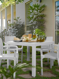 Poltrona da Giardino Melody in Resina Effetto Rattan Colore Bianco Resistente ai Raggi UV e Impilabile Keter