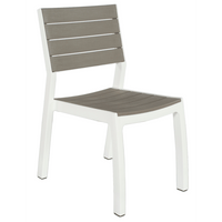 Sedia da Giardino Harmony in Resina Effetto Legno Colore Bianco Tortora Impilabile e Resistente alle Intemperie Keter