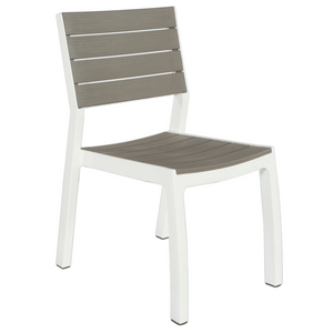 Sedia da Giardino Harmony in Resina Effetto Legno Colore Bianco Tortora Impilabile e Resistente alle Intemperie Keter