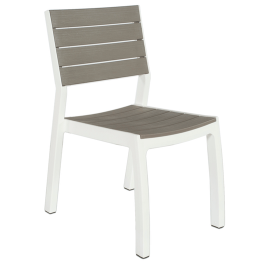 Sedia da Giardino Harmony in Resina Effetto Legno Colore Bianco Tortora Impilabile e Resistente alle Intemperie Keter