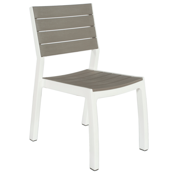 Sedia da Giardino Harmony in Resina Effetto Legno Colore Bianco Tortora Impilabile e Resistente alle Intemperie Keter