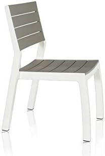 Sedia da Giardino Harmony in Resina Effetto Legno Colore Bianco Tortora Impilabile e Resistente alle Intemperie Keter