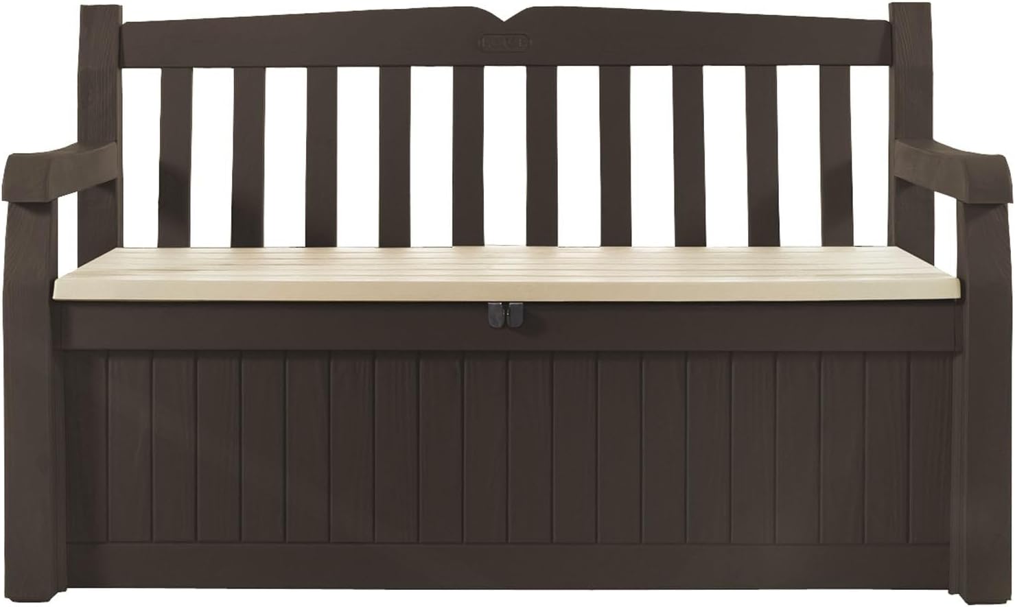 Panchina Contenitore da Giardino Eden in Resina Effetto Legno Marrone 265 Litri con Seduta per 2 Persone Keter