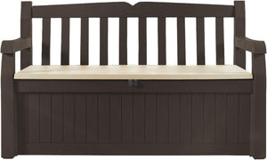 Panchina Contenitore da Giardino Eden in Resina Effetto Legno Marrone 265 Litri con Seduta per 2 Persone Keter