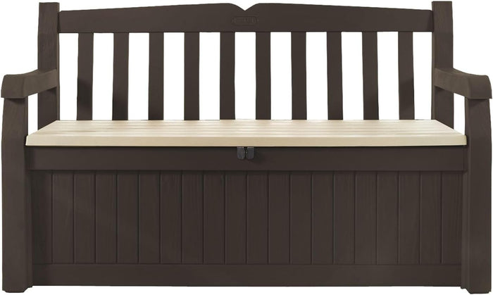 Panchina Contenitore da Giardino Eden in Resina Effetto Legno Marrone 265 Litri con Seduta per 2 Persone Keter