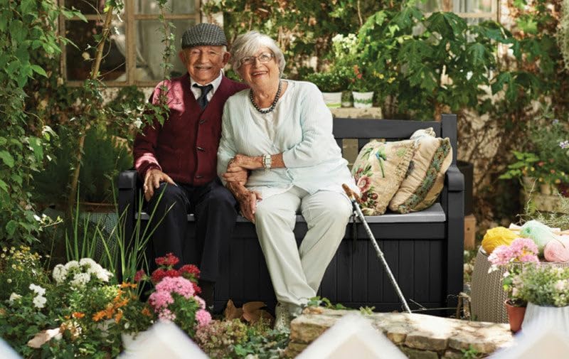 Panchina Contenitore da Giardino Eden in Resina Effetto Legno Marrone 265 Litri con Seduta per 2 Persone Keter