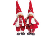 Coppia Pupazzo Bambola Arredo Decorativo Natalizio Modello Lullaby Lui e Lei 48cm - Coppia Pupazzo - Rosso